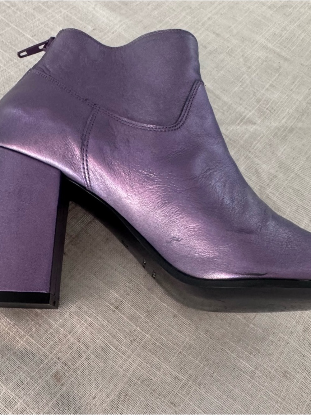 Claire Venezia Metallic Purple Leather Peep Toe Ankle Booties EU 37 - Picture 11 of 15